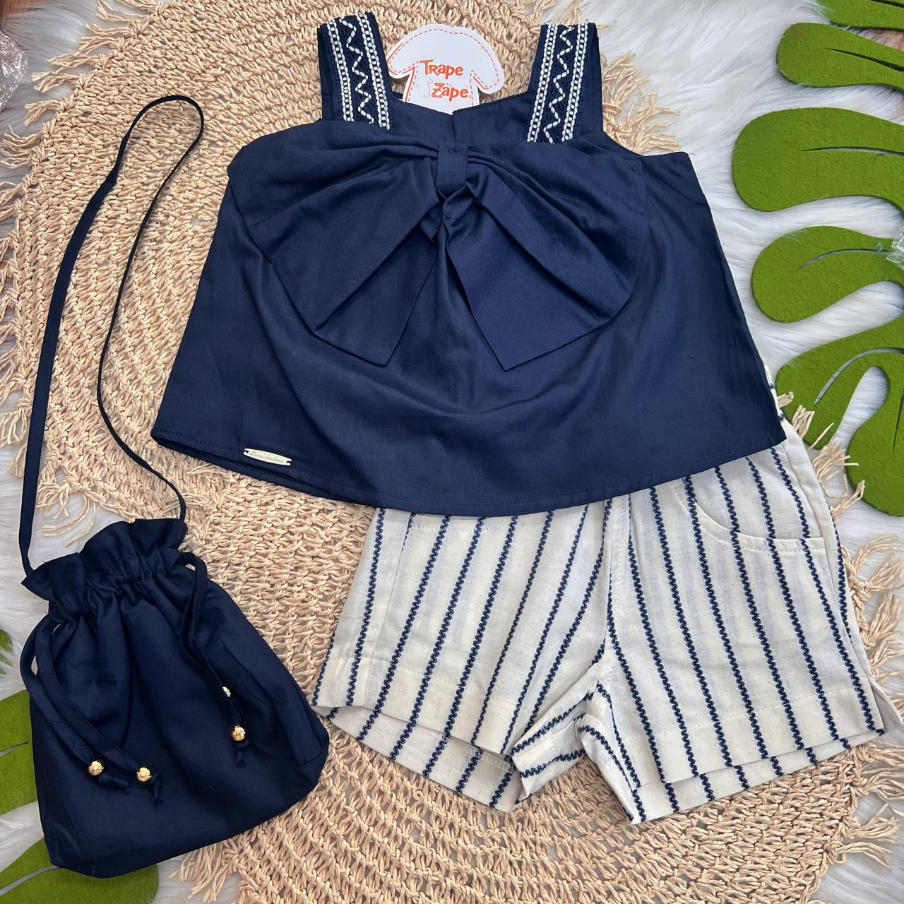 Conj Bata, Short e Bolsinha Marinho